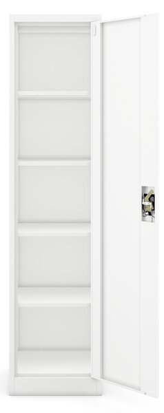 Szafa biurowa metalowa na akta, wąska, biała, 450x1850x400 mm: ALEX