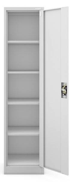 Szafa biurowa metalowa na akta, wąska, szara, 450x1850x400 mm: ALEX