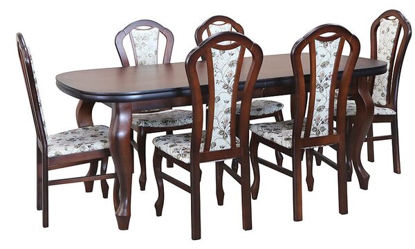 ZESTAW MEBLI: Stół Ludwik 160/240 x 90cm + 6 krzeseł KW15 jadalnia / salon