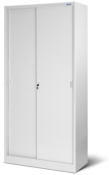 Szafa biurowa metalowa z drzwiami przesuwnymi szara, 900x1850x400 mm: KUBA
