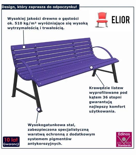 Fioletowa ławka ogrodowa 160 cm W5-E78