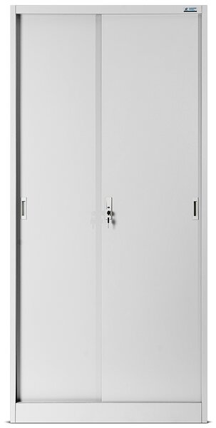 Szafa biurowa metalowa z drzwiami przesuwnymi szara, 900x1850x400 mm: KUBA