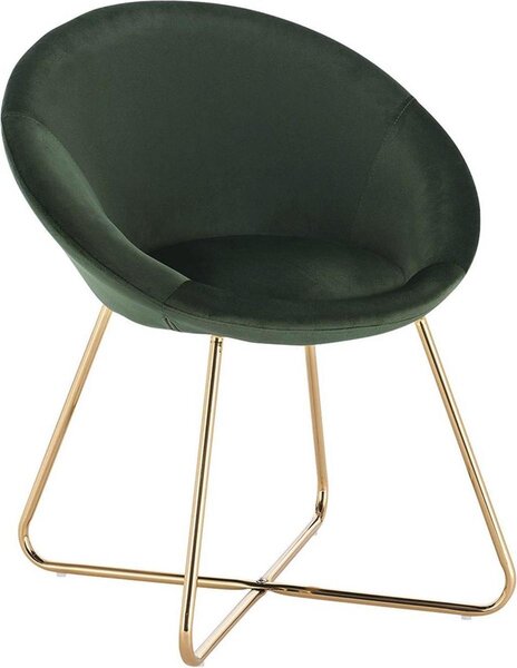 Krzeso Happyment Ziva Velvet – zielone – krzesa do jadalni z podokietnikami – metalowe nogi – 1 sztuka – wysoko siedziska 44 cm – Deluxe