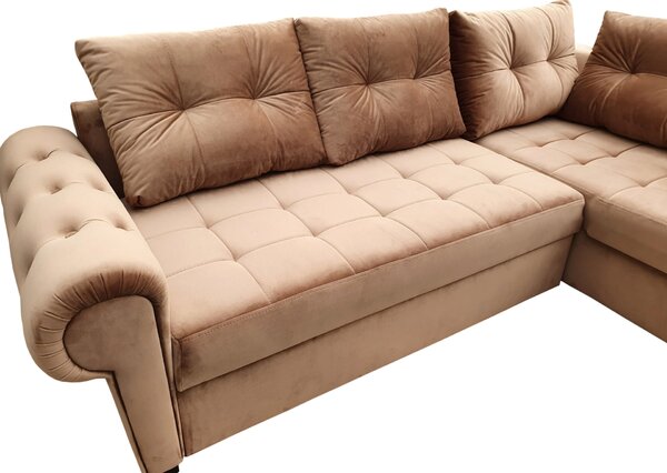 Narożnik MARVEL I 240/170 cm z funkcją spania w Stylu Glamour