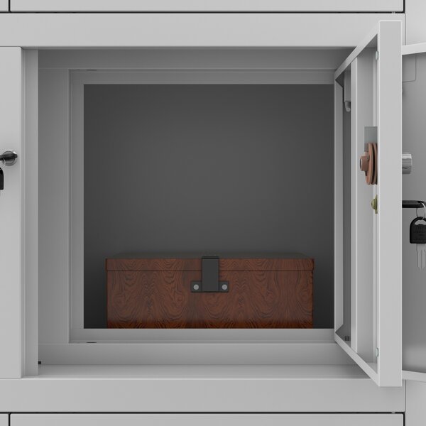Szafa biurowa metalowa z sejfem i szufladami szara, 900x1850x400 mm: FILIP II
