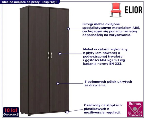 Klasyczny regał biurowy z podwójnymi drzwiami wenge W0-G97