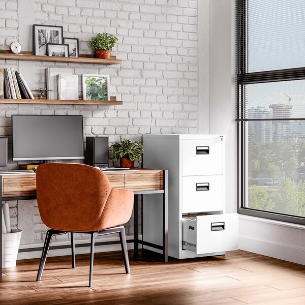 Szafa kartotekowa metalowa z 3 szufladami biała, 460x1020x620 mm: SARA