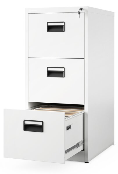 Szafa kartotekowa metalowa z 3 szufladami biała, 460x1020x620 mm: SARA