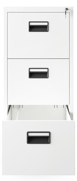 Szafa kartotekowa metalowa z 3 szufladami biała, 460x1020x620 mm: SARA