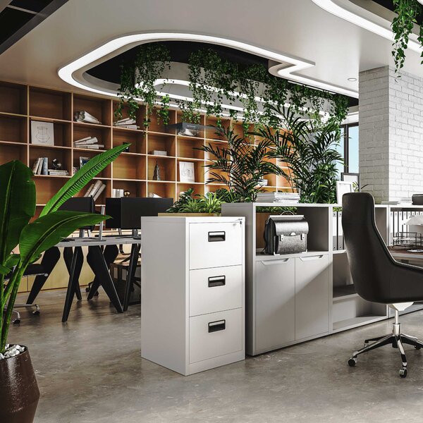 Szafa kartotekowa metalowa z 3 szufladami biała, 460x1020x620 mm: SARA