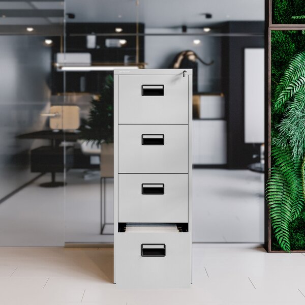 Szafa kartotekowa metalowa z 4 szufladami szara, 460x1320x620 mm: SARA