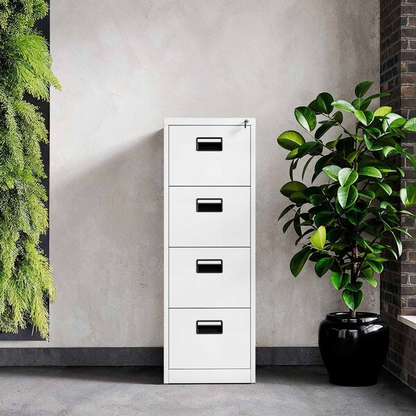 Szafa kartotekowa metalowa z 4 szufladami biała, 460x1320x620 mm: SARA