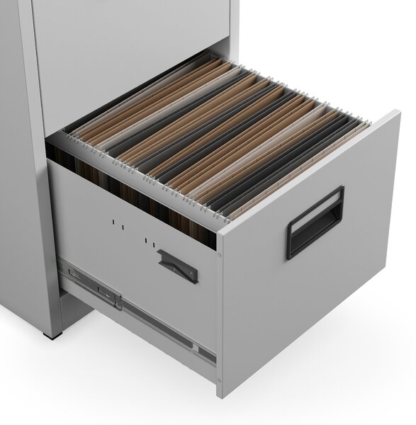 Szafa kartotekowa metalowa z 4 szufladami szara, 460x1320x620 mm: SARA