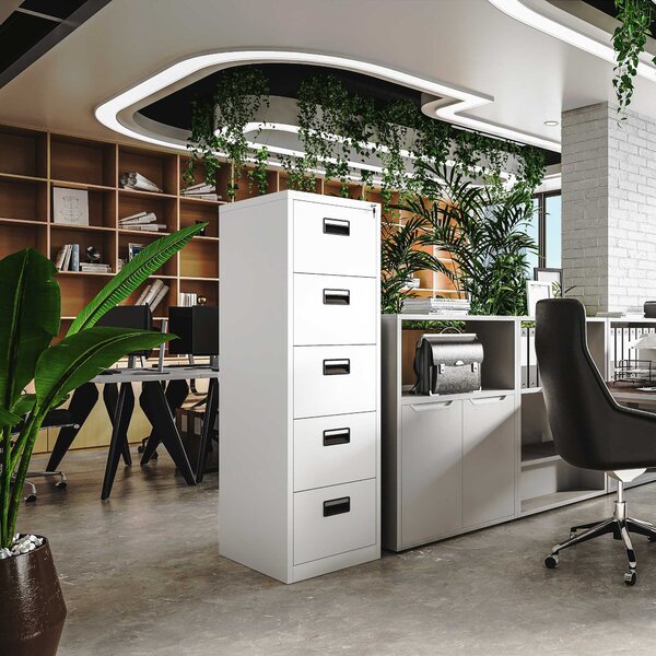 Szafa kartotekowa metalowa z 5 szufladami biała, 460x1625.5x620 mm: SARA
