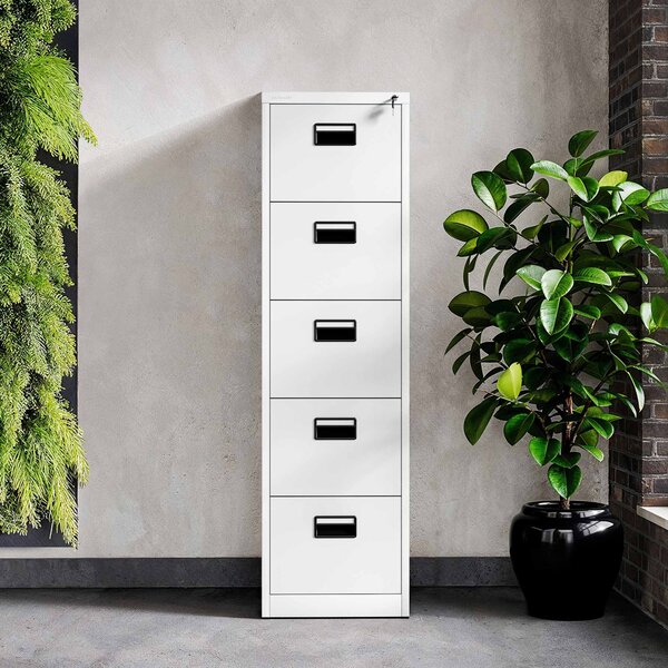 Szafa kartotekowa metalowa z 5 szufladami biała, 460x1625.5x620 mm: SARA