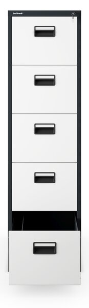 Szafa kartotekowa metalowa z 5 szufladami antracytowo-biała, 460x1625.5x620 mm: SARA