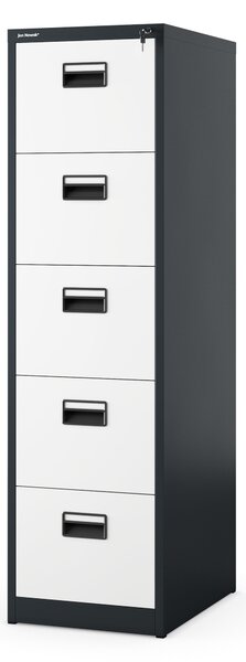 Szafa kartotekowa metalowa z 5 szufladami antracytowo-biała, 460x1625.5x620 mm: SARA