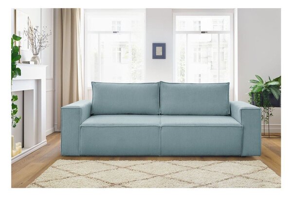 Miętowa sztruksowa rozkładana/ze schowkiem sofa 245 cm Nihad – Bobochic Paris