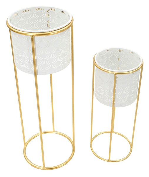 Metalowe kwietniki 2 szt. ø 17 cm (wysokość 46 cm) Whity – Mauro Ferretti