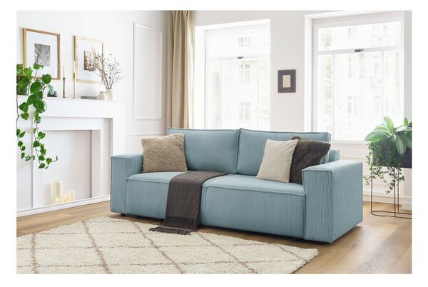 Miętowa sztruksowa rozkładana/ze schowkiem sofa 245 cm Nihad – Bobochic Paris