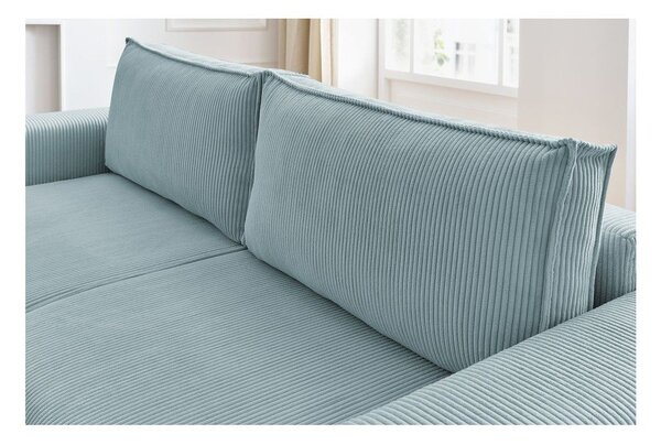 Miętowa sztruksowa rozkładana/ze schowkiem sofa 245 cm Nihad – Bobochic Paris