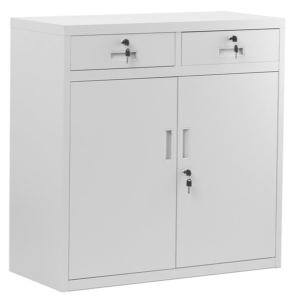 Szafka metalowa niska z 2 szufladami szara, 900x900x400 mm: LENA