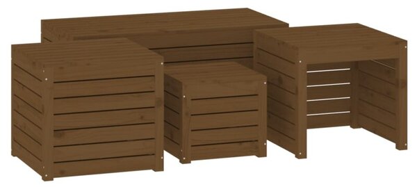 Zestaw 4-cz. skrzyń ogrodowych, miodowy brąz, drewno sosnowe