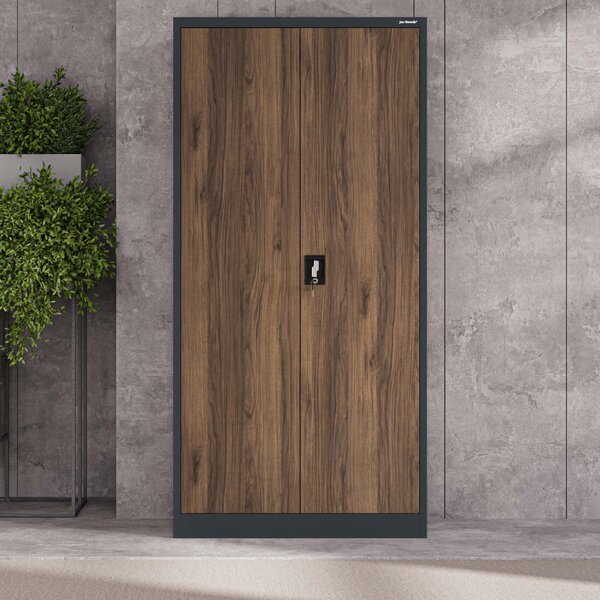 Szafa biurowa na dokumenty antracytowa/ orzech: Eco Design JAN, 900 x 1850 x 400 mm