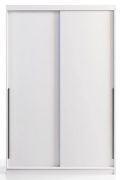 Biała szafa przesuwna z półkami i drążkami 140 cm C1-C65