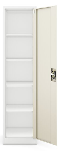 Biurowa szafa metalowa ALEX, 450 x 1850 x 400 mm, Eco Design: biała/ dąb sonoma