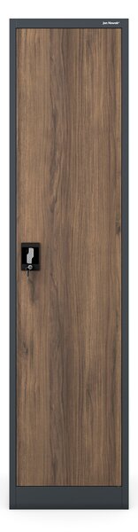Szafa biurowa metalowa na akta antracytowa/orzech, 450x1850x400 mm: ALEX Eco Design