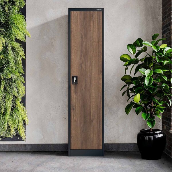 Szafa biurowa metalowa na akta antracytowa/orzech, 450x1850x400 mm: ALEX Eco Design
