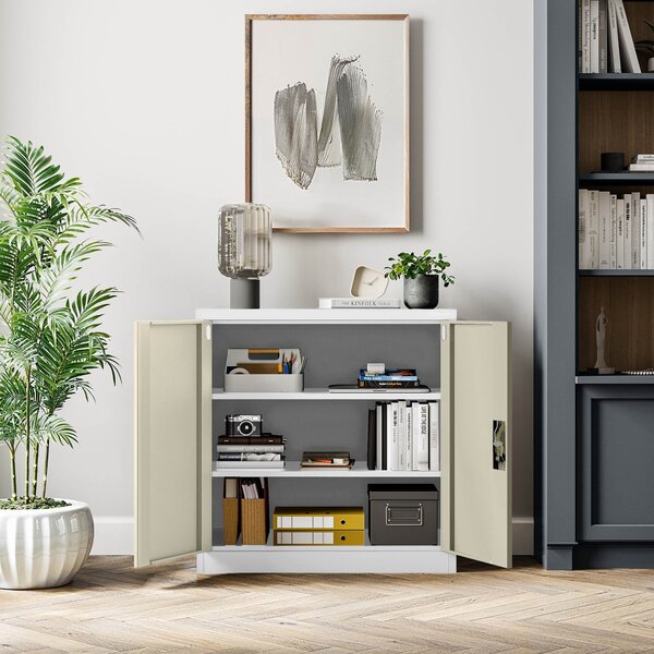 Szafka na akta osobowe, niska, biała/dąb sonoma, 900x930x400 mm: BEATA Eco Design