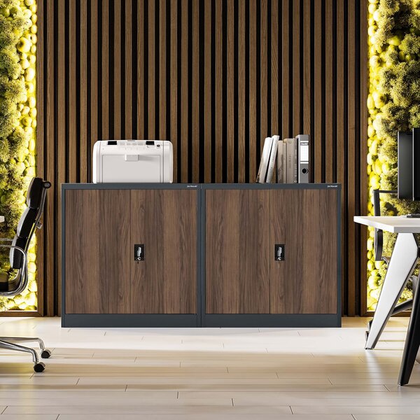 Szafka na akta osobowe, niska, antracytowa/orzech, 900x930x400 mm: BEATA Eco Design
