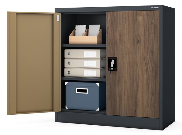 Szafka na akta osobowe, niska, antracytowa/orzech, 900x930x400 mm: BEATA Eco Design