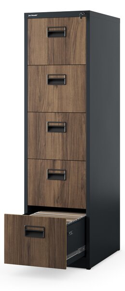 Szafa kartotekowa metalowa z 5 szufladami antracytowa/orzech, 460x1625.5x620 mm: SARA Eco Design
