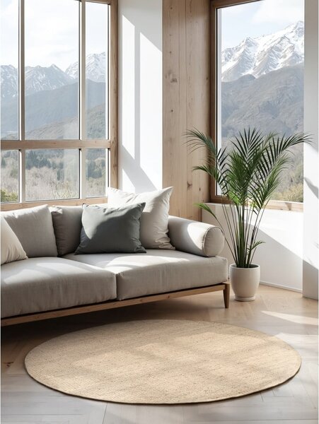 Kremowy okrągły dywan z juty ø 160 cm Bouclé Jaipur – Hanse Home