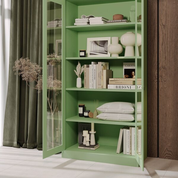 Szklana witryna AMELIA, 900 x 1850 x 400 mm, Fresh Style: pastelowy zielony
