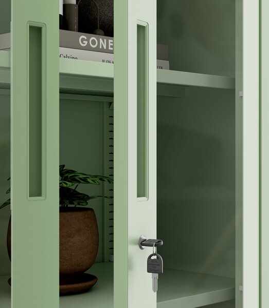 Szklana witryna AMELIA, 900 x 1850 x 400 mm, Fresh Style: pastelowy zielony
