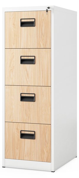 Metalowa szafa kartotekowa SARA V4, 460 x 1320 x 620 mm, Eco Design: biała/ dąb sonoma