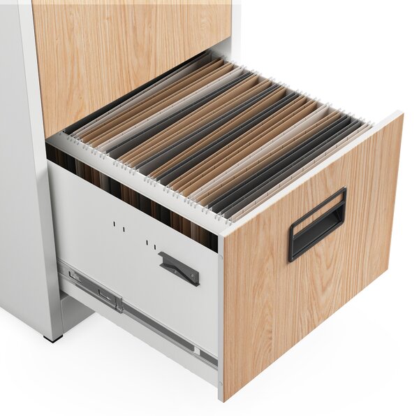 Metalowa szafa kartotekowa SARA V4, 460 x 1320 x 620 mm, Eco Design: biała/ dąb sonoma
