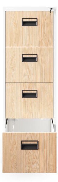 Metalowa szafa kartotekowa SARA V4, 460 x 1320 x 620 mm, Eco Design: biała/ dąb sonoma