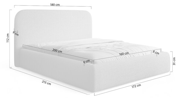 Łóżko tapicerowane Rasel 160x200 z pojemnikiem - beżowa bukla Quelle 03