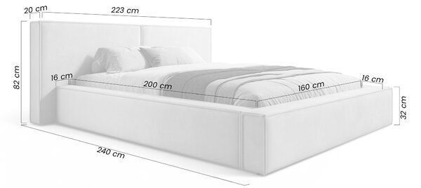 Łóżko tapicerowane Molino 160x200 z pojemnikiem - beżowy welur Castel 15