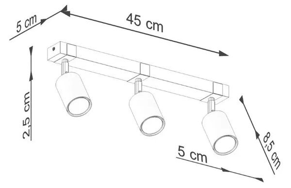 Trzypunktowa loftowa lampa z ruchomymi spotami - A579 W5-M24