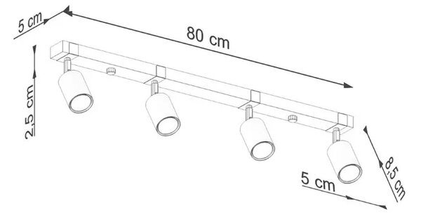 Czteropunktowa listwa sufitowa spoty loft - A580 F5-R58