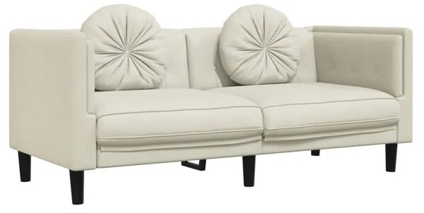 Kremowa stylowa sofa 2-osobowa z poduszkami N3-C93