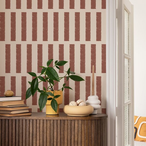 Tapety Pionowe paski w kolorze terakoty na jasnym tle, Unikalne tapety, a01189v1 : Uwalls.pl