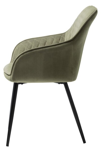 Tapicerowany fotel jadalniany z podłokietnikami w kolorze khaki Milton – Unique Furniture
