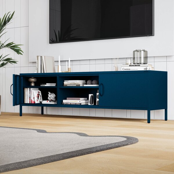 Szafka RTV długa XL granatowa ROSARIA 1700 x 400 x 500 mm